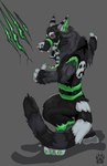 anthro biped claw_marks claws ear_piercing eyewear facial_piercing fangs gesture goggles grey_background hand_gesture male nose_piercing open_mouth piercing simple_background solo standing teeth thumbs_up wolfdawg tayerr canid canine canis mammal wolf 2017 hi_res