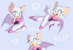 anthro blue_background breasts clothing eyeshadow female footwear gloves green_eyes handwear heart_symbol holding_object makeup membrane_(anatomy) membranous_wings open_mouth open_smile simple_background smile solo wings quark19601 sega sonic_the_hedgehog_(series) rouge_the_bat bat mammal 2019 multiple_images signature