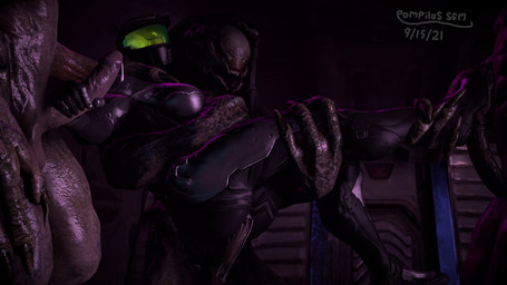 4_fingers arm_around_partner armor big_breasts bodily_fluids bodysuit breasts carrying_another carrying_partner clothed clothed/nude clothed_female clothed_human clothing cum cum_drip cum_in_vagina cum_inside dripping erection faceless_character faceless_female faceless_human feet female fingers foot_fetish foot_play footjob genital_fluids genitals group hand_on_shoulder handjob handjob_while_penetrated headgear helmet human_penetrated humanoid_genitalia humanoid_penis interspecies larger_male leg_grab male male/female mandibles mmmf_foursome nude nude_male penetration penile penis sex shoe_fetish shoejob size_difference skinsuit smaller_female smaller_human smaller_penetrated stand_and_carry_position standing standing_sex through_clothing tight_clothing xenophilia pompilus-sfm halo_(series) microsoft xbox_game_studios alien human mammal sangheili scalie 16:9 3d_(artwork) 4k absurd_res colored digital_media_(artwork) hi_res source_filmmaker_(artwork) widescreen