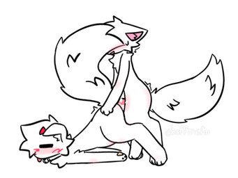 ambiguous_gender ambiguous_penetrated ambiguous_penetration anthro bell bell_collar big_tail blep blush blush_marks bodily_fluids button_ears claws collar covering covering_another covering_eyes covering_face cum cum_inside digitigrade duo ejaculation floppy_ears fluffy fluffy_tail from_behind_position fur genital_fluids horn male male/ambiguous pawpads paws penetration sex side_view tail tongue tongue_out koffinz koffi_(koffinz) ambiguous_species canid canine canis domestic_dog mammal 4:3