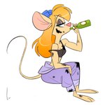 1:1 2021 3_toes anthro barefoot beverage birchly chip_'n_dale_rescue_rangers clothing dirty dirty_clothing dirty_feet disney feet female gadget_hackwrench hi_res mammal mouse murid murine plantigrade rodent solo toes