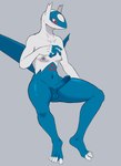 anthro anthrofied blush erection feet femboy genitals male nipples penis pokemorph solo toes wings yogore_shark nintendo pokemon generation_3_pokemon latios legendary_pokemon pokemon_(species) absurd_res hi_res