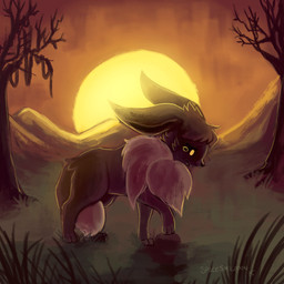 ambiguous_gender bleak_ambiance bodily_fluids brown_body brown_fur dead_tree detailed_background feral fur grass mountain plant solo sunset tail tail_between_legs tears tree white_body white_fur spacesmilodon nintendo pokemon eevee generation_1_pokemon pokemon_(species) 1:1 2015 absurd_res hi_res