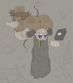 69_position alternative_fashion anthro anus blush blush_lines brown_body brown_hair butt clothing digit_ring duo eyewear feet female female/female footwear genitals glasses goth grey_hair hair jewelry levitation long_hair makeup nerd nude oral ponytail ring sex slightly_chubby slightly_chubby_anthro slightly_chubby_female socks soles spread_butt spreading toe_ring toes vulva white_body zinnthos abby_(zinnthos) violet_(zinnthos) animate_inanimate living_book mammal mouse murid murine rodent hi_res