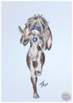 2023 absurd_res android anthro arc_reactor balls blush dated domestic_rabbit femboy foxavril fur genitals hair hi_res lagomorph leporid lop_rabbit machine male mammal markings nipples nude on_one_leg one_calf_up oryctolagus penis rabbit raised_calf robot ryo short_tail signature simple_background solo spots spotted_body spotted_fur standing tail visor watermark white_background