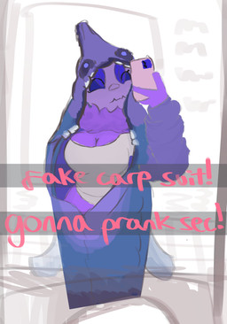 antennae_(anatomy) blue_eyes breasts caption caption_box cellphone cleavage clothed clothing electronics female neck_tuft phone purple_body selfie smartphone smile solo ss14 standing text topwear tuft wings jadejaded1 space_station_13 arthropod humanoid insect lepidopteran absurd_res english_text hi_res
