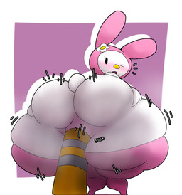 anal anal_penetration anthro anus big_butt black_eyes blush butt clothing female huge_butt legwear penetration scut_tail short_tail solo stockings tail thick_thighs white_body crowundeadcat onegai_my_melody sanrio my_melody lagomorph leporid mammal rabbit hi_res