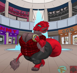 4_ears anthro belly beverage big_belly big_breasts big_butt bottomwear breasts butt button_(fastener) character_(rhaali_atles) claws clothed clothing container cup drinking feathered_wings feathers feet female flannel_shirt fur hair huge_breasts huge_butt hyper mall multi_ear neck_tuft obese overweight overweight_anthro overweight_female pants paws red_and_brown_body shirt shopping slightly_chubby solo store straining_buttons straining_clothing tail tail_fluff text thick_tail thick_thighs tied_hair topwear tuft wardrobe_malfunction water_fountain weight_gain wide_hips winged_arms wings yoga_pants cherryterror techzatles deltarune glitch_productions nintendo pokemon the_amazing_digital_circus undertale_(series) avali avian animated artist_collaboration digital_media_(artwork) hi_res no_sound short_playtime