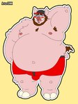 anthro belly big_belly blush bulge clothing eyes_closed eyewear glasses male moobs navel nipples obese obese_male overweight overweight_male solo underwear artur_oink domestic_pig mammal suid suine sus_(pig) 2022 absurd_res hi_res