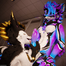 animal_genitalia animal_penis anthro anthro_on_anthro balls biped black_body black_fur blue_body blue_fur bodily_fluids canine_genitalia canine_penis claws clothing cum cum_drip cum_dripping_from_penis cum_on_penis depth_of_field dominant dripping duo erection fur genital_fluids genitals golden_body grey_body grey_fur hair hand_on_penis inside kneeling kneeling_on_ground kneeling_oral_position knot leaking leaking_cum leaking_precum leaning_on_wall legwear licking locker_room male multicolored_body nude on_ground open_mouth oral orgasm paws penile penis penis_grab penis_lick pink_body pink_fur precum reflection sex size_difference slim slim_anthro slim_male slim_sub smile standing submissive submissive_male tail teasing tongue tongue_out white_body white_fur yellow_body yellow_fur dragonplayer godistheduck lupicane canid canine canis fox mammal rexouium 1:1 3d_(artwork) 4k absurd_res blender_(artwork) blender_cycles_(artwork) digital_media_(artwork) hi_res