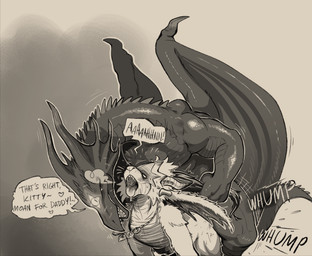 4_fingers all_fours alternate_species anthro anthro_on_anthro anthro_penetrated anthro_penetrating anthro_penetrating_anthro bodily_fluids breath daddy_kink dialogue dirty_talk doggystyle drooling duo fingers from_behind_position glowing glowing_eyes grey_background hair hair_grab heart_symbol jewelry looking_pleasured male male/male male_penetrated male_penetrating male_penetrating_male membrane_(anatomy) membranous_wings moan motion_lines necklace open_mouth penetration rough_sex saliva sex sharp_teeth simple_background speech_bubble spikes spikes_(anatomy) tail teeth text tongue tongue_out touching_hair wing_spikes wings daftpatriot dark_souls european_mythology fromsoftware mythology black_dragon_kalameet dragonslayer_ornstein dragon dragonoid_(dark_souls) felid lion mammal mythological_creature mythological_scalie pantherine scalie western_dragon 2020 english_text greyscale hi_res monochrome