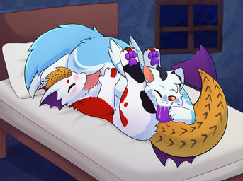 anthro bed bodily_fluids cum cum_in_mouth cum_inside duo furniture genital_fluids male male/male oral mr.hp mythology aldy_(aldyderg) yaz_(briskecho) amur_carp carp cyprinid cypriniform dragon fish koi marine mythological_creature mythological_scalie scalie typical_carp absurd_res hi_res