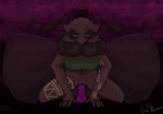 animal_dildo animal_sex_toy antennae_(anatomy) anthro big_eyes bottomless bouncing_breasts bra breasts brown_body brown_fur brown_wings canine_dildo cleavage clothed clothing dildo female front_view fur fur_markings green_clothing green_eyes green_topwear looking_at_viewer markings medium_breasts navel neck_tuft penetration purple_background riding_toy sex_toy sex_toy_in_pussy sex_toy_insertion simple_background solo sports_bra topwear topwear_only tuft underwear vaginal vaginal_penetration wings rubyhoneyluxe arthopod arthropod insect lepidopteran moth animated hi_res no_sound shaded short_playtime watermark webm