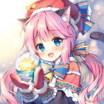 bell blue_eyes blush clothed clothing female hair handwear hat headgear headwear mittens open_mouth pink_hair solo mauve_(artist) animal_humanoid cat_humanoid felid felid_humanoid feline feline_humanoid humanoid mammal mammal_humanoid 1:1 2019