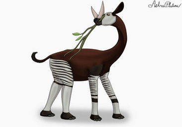 ambiguous_gender branch feral horn scratching solo striped_body stripes tools astraplatina allotheria prehistoric_species