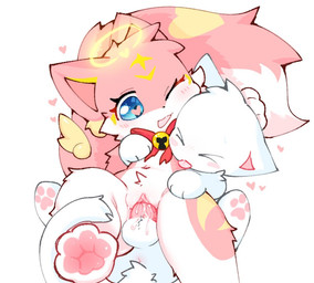 animal_genitalia animal_penis anthro anthro_on_anthro anthro_penetrated anthro_penetrating anthro_penetrating_anthro anus balls bell bell_collar blep blue_eyes blush bodily_fluids bow_ribbon cat_tail collar duo eyelashes eyes_closed feet female female_on_top female_penetrated fluffy fluffy_tail from_behind_position front_view fur genital_fluids genitals halo hand_on_leg happy happy_sex heart_(marking) heart_pupils heart_symbol hearts_around_body hindpaw hug hugging_another hugging_from_behind looking_at_another looking_at_partner male male/female male_penetrating male_penetrating_female markings multicolored_body multicolored_fur on_lap on_top one_eye_closed pawpads paws penetration penile penile_penetration penis pink_body pink_fur semi-anthro sex simple_background sitting_on_lap tail tail_around_leg tongue tongue_out vaginal vaginal_penetration white_background white_body white_fur kirichiiii neisawa(neisawawww) canid canine fox mammal 2026