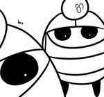 ambiguous_gender biped black_eyes black_legs black_text dot_pupils duo mouthless simple_background standing text white_background skeletorskeletonized hollow_knight team_cherry arthropod 2020 digital_media_(artwork) english_text monochrome