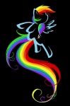 black_background blue_body blue_feathers blue_fur cutie_mark feathered_wings feathers female feral flying fur hair multicolored_hair multicolored_tail outline rainbow_hair rainbow_tail simple_background solo tail wings bamboodog friendship_is_magic hasbro my_little_pony mythology rainbow_dash_(mlp) equid equine mammal mythological_creature mythological_equine pegasus hi_res