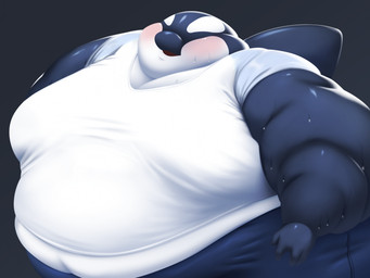 anthro belly big_belly big_moobs bodily_fluids cheek_blush fat_arms fat_face huge_belly male moobs morbidly_obese morbidly_obese_anthro morbidly_obese_male obese obese_anthro obese_male overweight overweight_anthro overweight_male solo sweat x_no_na_x yosioka_san shachi-kun aquatic cetacean dolphin mammal oceanic_dolphin orca toothed_whale hi_res