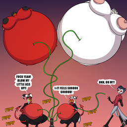 4_eyes air_inflation alternative_fashion anthro areola areola_expansion aroused balls balls_expansion beak begging_for_more belly belly_expansion belly_grab belly_squish big_areola big_balls big_belly big_breasts big_bulge big_cheeks big_nipples big_penis black_areola black_bottomwear black_clothing black_ears black_eyebrows black_eyes black_fingerless_gloves black_gloves black_hair black_handwear black_horn black_mouth black_nipples black_nose black_pants black_shirt black_topwear blue_hair body_inflation bottomwear breast_expansion breasts bulge cheek_expansion clothing dialogue ear_piercing empty_eyes expansion eyebrows eyelashes female fingerless_gloves floating genital_expansion genitals gloves goth grey_body grey_hair grey_tail group hair hand_on_belly hand_on_own_belly handwear horn hose hose_in_navel hose_inflation huge_areola huge_balls huge_belly huge_breasts huge_bulge huge_cheeks huge_nipples huge_penis hyper hyper_areola hyper_balls hyper_belly hyper_breasts hyper_bulge hyper_genitalia hyper_inflation hyper_nipples hyper_penis immobile inflation logo looking_pleasured looking_up male markings mole_(marking) multi_eye navel nipple_expansion nipples notched_ear nude nude_anthro nude_female nude_humanoid onomatopoeia open_mouth open_smile pants penis penis_expansion piercing pink_areola pink_nipples pink_tongue profanity puffed_cheeks red_body red_clothing red_eyes red_sclera red_sweater red_tail red_topwear round_body sharp_teeth shirt smile sound_effects spade_tail speech_bubble spherical_inflation squish striped_horn stripes sunken_limbs sweater swelling tail teeth text tight_clothing tongue tongue_out topwear white_eyes white_horn white_inner_ear yellow_sclera yellow_teeth cleverfoxman hellaverse helluva_boss mythology blitzo_(helluva_boss) loona_(helluva_boss) millie_(helluva_boss) moxxie_(helluva_boss) stolas_(helluva_boss) avian bird canid canid_demon canine demon hellhound humanoid imp mammal mythological_canine mythological_creature owl 1:1 2026 absurd_res artist_logo cel_shading colored comic digital_media_(artwork) english_text hi_res shaded