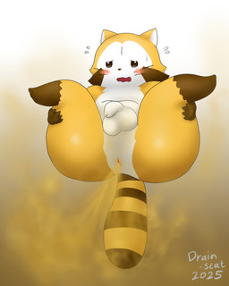 anthro anus balls blush brown_body brown_fur butt fart fart_cloud fur genitals holding_both_legs humanoid_genitalia humanoid_penis low-angle_view male markings midair multicolored_body multicolored_fur penis simple_background solo spread_legs spreading striped_markings striped_tail stripes tail tail_markings two_tone_body two_tone_fur white_body white_fur wide_hips yellow_body yellow_fur drain_scat rascal_the_raccoon rascal_(rascal_the_raccoon) mammal procyonid raccoon 4:5 hi_res