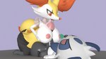 16:9 3d_(artwork) absol animated anthro balls big_balls big_breasts big_penis braixen breast_play breasts digital_media_(artwork) duo erection fan_character female generation_3_pokemon generation_6_pokemon genitals hybrid kneeling lying male male/female meowchan nintendo nipples on_back pancham pansol penis pokemon pokemon_(species) purple_background sex short_playtime simple_background tip_lick titfuck tongue tongue_out widescreen