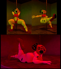 anthro clothing dancing femboy footwear high_heels looking_at_viewer male pole pole_dancing shoes solo spread_legs spreading wide_hips anonymous_artist 101_dalmatian_street 101_dalmatians disney dylan_(101_dalmatians) canid canine canis dalmatian domestic_dog mammal 3d_(artwork) digital_media_(artwork) hi_res