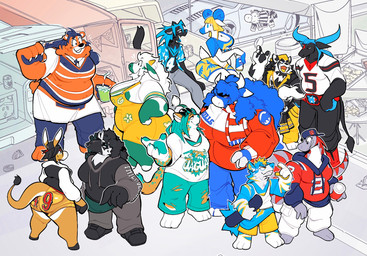 3_toes 4_fingers ambiguous_gender american_football american_football_uniform anthro beak beak_piercing beverage big_butt black_body black_fur blue_body blue_fur bottomwear breasts brown_body brown_fur butt car cleavage clothed clothing cross dialogue facial_piercing feet female fingers food fur furgonomic_piercing furgonomics grey_body grey_scales group hair hat headgear headwear hoodie male mane medium_truck overalls overweight overweight_anthro overweight_female pants piercing pinata scales scarf shirt shorts skateboard snack sport tail tailgating text toes topwear truck van vehicle white_body white_fur white_hair boot_(artist) boston_red_sox buffalo_bills carolina_panthers chicago_bears denver_broncos green_bay_packers houston_texans jacksonville_jaguars los_angeles_chargers los_angeles_rams mlb nfl philadelphia_eagles pittsburgh_steelers san_francisco_49ers green_bay_gal avian bear bird bovid bovine canid canine canis equid equine lizard mammal reptile scalie wolf yak 2026 english_text hi_res