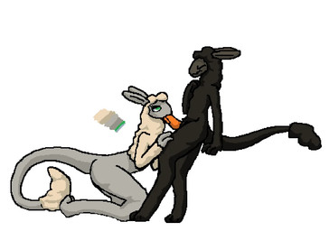 anthro black_body black_fur butt chest_tuft erection fellatio female fur genitals green_eyes grey_body grey_fur male male/female oral oral_penetration penetration penile penis sex submissive submissive_male tail tan_body tan_fur tongue tuft wool_(fur) greenguycombine the_nature_of_predators cole_(greenguycombine) yvette_(greenguycombine) alien mammal venlil_(the_nature_of_predators)