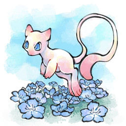 ambiguous_gender blue_eyes blue_flower feral floating flower long_tail paws pink_body plant semi-anthro snout solo tail ohayou_milk nintendo pokemon felid feline generation_1_pokemon legendary_pokemon mammal mew_(pokemon) pokemon_(species) 1:1 absurd_res colored digital_drawing_(artwork) digital_media_(artwork) full-length_portrait hi_res painting_(artwork) portrait watercolor_(artwork)