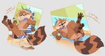 anthro anus beach beverage blush chair clothing flower footwear furniture hat headgear headwear lounge_chair male pawpads paws plant sandals shoes solo speedo swimwear text towel tropical water servali_sketch guardians_of_the_galaxy marvel rocket_raccoon mammal procyonid raccoon absurd_res english_text hi_res
