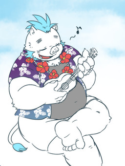 anthro belly biped clothed clothing eyes_closed fully_clothed humanoid_hands lute male mohawk musical_instrument musical_note musical_symbol open_mouth open_smile overweight overweight_anthro overweight_male plucked_string_instrument singing sitting smile solo string_instrument symbol ukulele nunutaro3 lifewonders tokyo_afterschool_summoners ganglie_(tas) mammal suid suine sus_(pig) wild_boar 2018 3:4