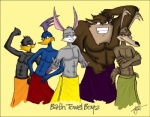 4_fingers anthro fingers front_view group male muscular muscular_male pecs pose simple_background smile standing team_pose towel towel_around_waist towel_only kaejae loonatics_unleashed looney_tunes warner_brothers ace_bunny danger_duck rev_runner slam_tasmanian tech_e._coyote anatid anseriform avian bird canid canine canis coyote cuculiform dasyurid dasyuromorph duck lagomorph leporid mammal marsupial new_world_ground_cuckoo rabbit roadrunner tasmanian_devil 2007