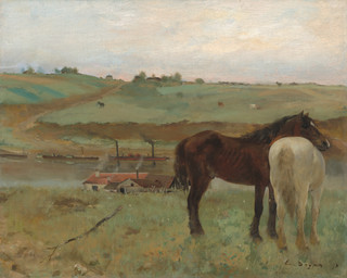 ambiguous_feral ambiguous_gender animal_genitalia barely_visible_genitalia barely_visible_sheath building chimney detailed_background duo feral fully_sheathed genitals grass grass_field hooves house male male_feral mane outside plant quadruped river sheath ship smoke standing tail tree unguligrade vehicle water watercraft edgar_degas public_domain ambient_cow ambient_horse equid equine horse mammal 1871 19th_century absurd_res ancient_art hi_res huge_filesize oil_painting_(artwork) painting_(artwork) signature superabsurd_res traditional_media_(artwork) traditional_painting_(artwork)