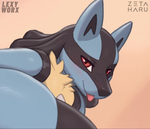 3_toes animal_genitalia animal_penis anthro anus autofootjob backsack balls bedroom_eyes big_balls big_butt big_penis black_body black_fur black_inner_ear blue_body blue_fur blue_perineum blush bodily_fluids butt canine_genitalia canine_penis chest_spike erection feet foot_fetish foot_play fur genital_fluids genitals half-closed_eyes hand_on_butt hand_spike knot looking_at_viewer looking_back lying male masturbation narrowed_eyes on_side one_eye_closed pawpads penis penis_tuck perineum pink_anus pink_pawpads pink_penis precum precum_string presenting presenting_hindquarters red_eyes seductive smile solo sparkles spikes spikes_(anatomy) toes tongue tongue_out wink lexyworx zeta-haru audio_elk_(sfx) lewdkitzu_(va) opennsfwsp_(sfx) nintendo pokemon canid canine generation_4_pokemon lucario mammal pokemon_(species) 2025 2d_animation animated hi_res motion_tweening short_playtime sound webm
