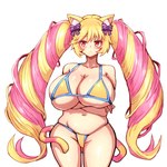 alternative_fashion big_breasts bikini blonde_hair blush breasts clothing crossed_arms curvy_figure female gyaru hair hime_gyaru himekaji huge_breasts j-fashion long_hair long_tail multicolored_hair navel pink_hair red_eyes simple_background solo swimwear tail two-piece_swimsuit two_tone_hair horizon_breaker sanrio show_by_rock!! himeko_mashima animal_humanoid cat_humanoid domestic_cat felid felid_humanoid feline feline_humanoid felis humanoid mammal mammal_humanoid 1:1 hi_res