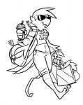 amputee anthro breasts clothed clothing disability eyewear female fully_clothed non-mammal_breasts prosthetic prosthetic_limb running_blade solo stealing sunglasses pixylbyte harley_(pixylbyte) avian 2018 digital_media_(artwork) monochrome