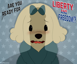 anthro blush bow_ribbon clothing dress ears_down embarrassed female freedom imminent_sex penis_shadow pivoted_ears shadow_over_face solo solo_focus text young inprogress pups_of_liberty anne_kennel canid canine canis domestic_dog mammal 6:5 absurd_res english_text hi_res