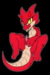 anthro anus eyewear genitals glasses horn male penis pupils red_body red_horn red_skin slit_pupils solo yellow_sclera earth_pony_colds kobold scalie hi_res