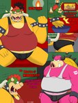 anthro armband briefs clothing dialogue duo hair horn male overweight overweight_male shell shirt tail text topwear tusks undershirt underwear ha_a_monkey mario_and_luigi_(series) mario_bros nintendo bowser midbus koopa mammal scalie suid suine sus_(pig) absurd_res comic hi_res