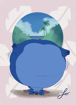 4_toes anthro belly big_belly big_butt blue_body blue_fur blue_pawpads body_expansion butt butt_expansion expansion feet fur handstand huge_belly huge_butt male monobutt notched_ear overweight overweight_male pawpads small_feet solo toes upside_down fatlouie disney lilo_and_stitch stitch_(lilo_and_stitch) alien experiment_(lilo_and_stitch) 2026 hi_res