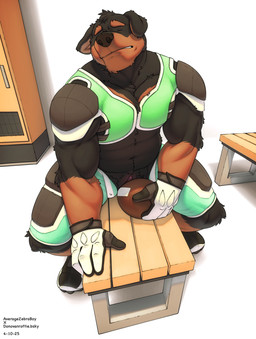 american_football andromorph anthro clothing eyebrows eyes_closed floppy_ears football_gear front_view genitals gloves handwear improvised_sex_toy inside intersex locker locker_bench masturbation muscular muscular_andromorph muscular_anthro muscular_intersex protective_gear simple_background sitting solo sport vaginal vaginal_masturbation vulva white_background averagezebraboy donovan_the_rottie canid canine canis domestic_dog mammal mastiff molosser rottweiler 2025 hi_res