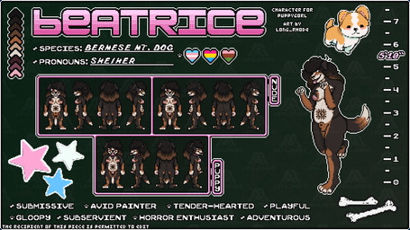 animal_genitalia anthro bdsm belly_tattoo black_body black_fur breasts brown_body brown_fur collar erection fluffy fluffy_hair fur genitals gynomorph gynosexual_pride_colors hair heart_symbol intersex lgbt_pride pansexual_pride_colors petplay pixelated pride_colors puppyplay roleplay sheath slightly_chubby slightly_chubby_anthro slightly_chubby_gynomorph slightly_chubby_intersex solo sprite sprite_art sprite_sheet sticker sticker_pack tan_body tan_fur tattoo text transgender_pride_colors long_rhode beatrice_(puppygorl) bernese_mountain_dog canid canine canis domestic_dog mammal molosser mountain_dog swiss_mountain_dog 16:9 absurd_res digital_media_(artwork) english_text hi_res model_sheet pixel_(artwork) widescreen trans_(lore) trans_woman_(lore)