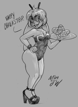 5_fingers 5_toes anthro bent_legs big_butt big_ears biped black_clothing black_footwear black_high_heels bracelet breasts buckteeth butt choker clothing dialogue easter_egg egg eyewear feet female fingers footwear glasses grey_background hair hand_on_hip high_heels holding_object holding_plate holidays jewelry leotard looking_at_viewer necklace open_mouth plate platform_footwear platform_heels playboy_bunny playboy_outfit pose shoes short_hair side_view simple_background small_breasts smile solo teeth text thick_thighs toes tongue wide_hips mjw_darkmode easter carol_(drawligator) lagomorph leporid mammal rabbit 2024 absurd_res cross-hatching dated english_text full-length_portrait greyscale handwritten_text hatching_(art) hi_res monochrome pinup portrait shaded signature sketch traditional_media_(artwork)
