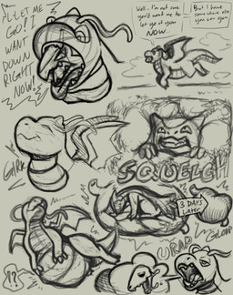 abdominal_bulge body_in_mouth body_inside_body bone burp_cloud burping burping_up_bones burping_up_object digestion digestion_noises digestion_sequence fatal_vore internal internal_oral neck_bulge oral_head_gulp oral_vore stretched_throat swallowing swallowing_sound_effect text tongue unwilling_prey vore arkailart nintendo pokemon dragonite generation_1_pokemon generation_2_pokemon pokemon_(species) typhlosion absurd_res comic english_text hi_res sequence