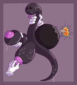 black_body bodily_fluids bomb breast_squeeze breasts busty_feral clothing explosives female feral floating_hands forked_tongue genital_fluids gloves handwear imminent_explosion nipple_fetish nipple_pinch nipple_play nipples pinch purple_nipples solo squeezing tongue vaginal_fluids wet_breasts wet_face ikakins gastropod mollusk reptile scalie snail snake snittle hi_res
