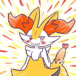 ambiguous_anthro ambiguous_gender anthro biped blush blush_stickers food front_view gesture hand_gesture looking_at_viewer object_in_tail outline shrimp_(food) simple_background smile solo standing tail thumbs_up toothy_grin annyui0611 nintendo pokemon braixen canid generation_6_pokemon mammal pokemon_(species) 1:1 2024 digital_drawing_(artwork) digital_media_(artwork) half-length_portrait hi_res japanese_description portrait translated_description