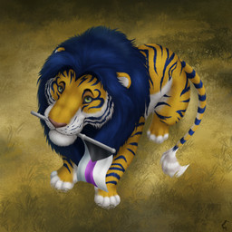 demisexual_pride_colors feral fur lgbt_pride looking_at_viewer looking_up looking_up_at_viewer male pride_color_flag pride_colors solo khalia_art microsoft the_elder_scrolls kovu_muabdib felid hybrid khajiit liger lion mammal pantherine tiger 1:1 absurd_res digital_media_(artwork) digital_painting_(artwork) hi_res painting_(artwork)