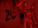 ambiguous_gender blood bodily_fluids clothing dress featureless_face female hair short_hair solo unknown_artist konami sega silent_hill sonic_the_hedgehog_(series) amy_rose animal_humanoid eulipotyphlan hedgehog humanoid mammal monster monstrous_humanoid nurse_(silent_hill) 4:3 black_and_red crossover low_res monochrome red_theme