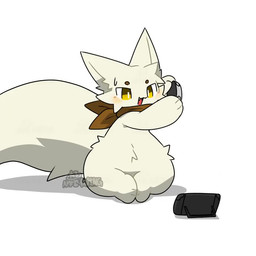 ambiguous_anthro ambiguous_gender anthro big_ears big_tail biped blush bodily_fluids brown_kerchief brown_neckerchief brown_pawpads cheek_tuft circle_eyebrows controller cute_fangs electronics eyebrows facial_tuft fangs fluffy fluffy_tail front_view fur game_console game_controller gaming holding_controller holding_game_controller holding_object huge_tail kemono kerchief kerchief_only monotone_body monotone_fur monotone_tail mostly_nude neckerchief neckerchief_only neckwear open_:3 open_mouth open_smile orange_eyes pawpads paws playing_video_game pupils simple_background sitting smile solo sweat sweatdrop switch_console tail tail_motion tailwag tan_body tan_ears tan_fur tan_tail teeth thick_tail tuft white_background white_pupils wide_hips tontaro nintendo nintendo_switch naa-kun_(tontaro) felid feline mammal 1:1 2d_animation animated colored digital_media_(artwork) frame_by_frame full-length_portrait loop no_sound portrait seamless_loop shaded short_playtime signature simple_shading video